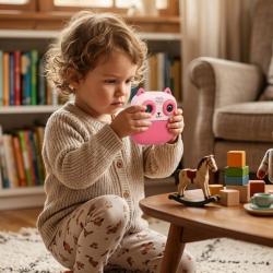 Mey İthalat® Sevimli Tasarımlı Baskılı Çocuk Kamerası 6 Renk Kalem 5 Kağıt Rulosu Hediyeli Eğlenceli Set