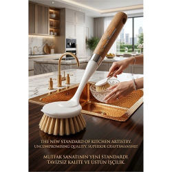 Mey İthalat® Shari Masif Ahşap Saplı Bristol Kıllı Profesyonel Lavabo & Bulaşık Fırçası 722949