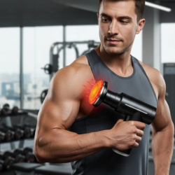 Mey İthalat® Sıcak Soğuk Terapili Masaj Tabancası Çift Fonksiyon 6 Başlıklı Şarjlı Derin Doku Cihazı