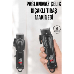 Mey İthalat® Sıfır Tıraş Makinesi Dijital Göstergeli Paslanmaz Çelik Bıçaklı Taşınabilir