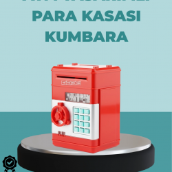 Mey İthalat® Şifreli Kırmızı ATM Tasarımlı Çelik Kasa Görünümlü Kumbara