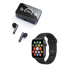 Mey İthalat® Şık Tasarımlı Akıllı Saat ve Bluetooth Kulaklık Seti Suya Dayanıklı ve Çok Fonksiyonlu