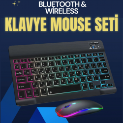 Mey İthalat® Şık ve Sessiz Tasarımlı Işıklı Klavye Mouse Seti – Şarjlı, Wireless