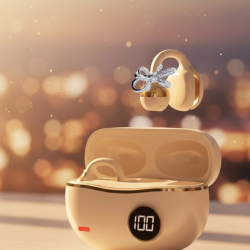 Mey İthalat® Şık ve Taşınabilir Bluetooth Kulaklık Gün Boyu Kullanım 2 Kurdele Küpe Hediyeli