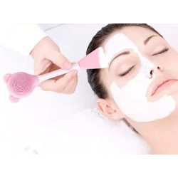 Mey İthalat® Silikon Yüz Temizleme Fırçası ve Maske Uygulama Spatulası