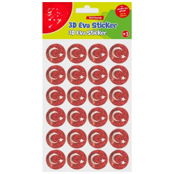 Mey İthalat® Simli Eva Sticker Ay Ve Yıldız 24'lü Sticker