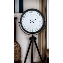 Mey İthalat® Siyah 24 Saat Göstergeli Özel Tasarım Tripod Ayaklı Saat