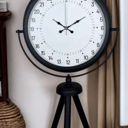 Mey İthalat® Siyah 24 Saat Göstergeli Özel Tasarım Tripod Ayaklı Saat
