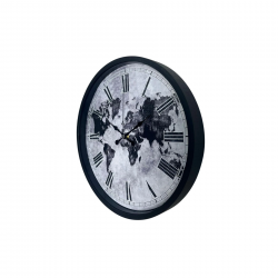 Mey İthalat® Siyah 36 Cm Desenli Dekoratif Duvar Saati