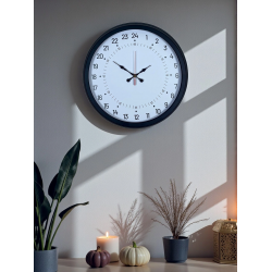 Mey İthalat® Siyah 40 Cm Metal 24 Saat Göstergeli Özel Tasarım Duvar Saati