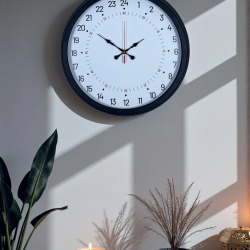 Mey İthalat® Siyah 40 Cm Metal 24 Saat Göstergeli Özel Tasarım Duvar Saati