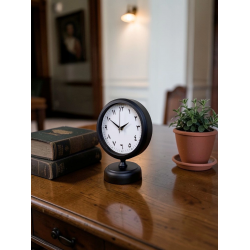 Mey İthalat® Siyah Arap Rakamlı 25 x 20 Cm Metal Masa Saati