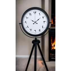 Mey İthalat® Siyah Arap Rakamlı Sıradışı Tasarım Tripod Ayaklı Saat