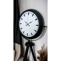 Mey İthalat® Siyah & Beyaz Saf Sade Tasarım Tripod Ayaklı Saat