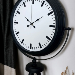 Mey İthalat® Siyah & Beyaz Saf Sade Tasarım Tripod Ayaklı Saat