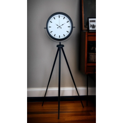 Mey İthalat® Siyah & Beyaz Saf Sade Tasarım Tripod Ayaklı Saat