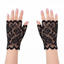 Mey İthalat® Siyah Dantel Parmaksız Kısa Eldiven