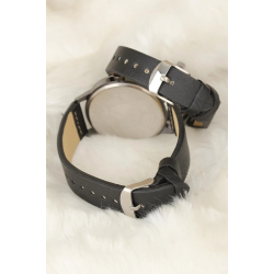 Mey İthalat® Siyah Deri Kordonlu Füme Renk Metal Kasa Sevgili Saatleri