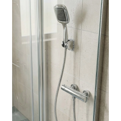 Mey İthalat® Siyah Duş Başlığı Seti Spiral Hortumlu El Duşu ve Duvar Askısı Banyo Seti