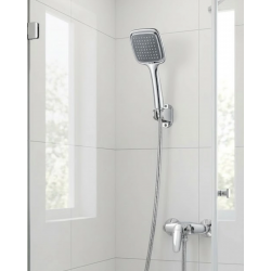 Mey İthalat® Siyah El Duşu Seti Spiral Duş Hortumu ve Duvar Askılı Çok Fonksiyonlu Duş Başlığı