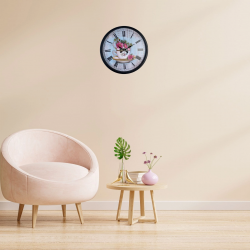 Mey İthalat® Siyah Floral Tea Cup Duvar Saati