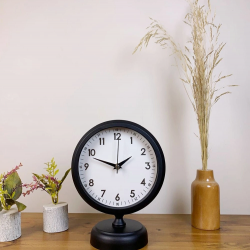 Mey İthalat® Siyah Metal Dekoratif Masa Saati 25×20 cm