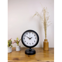 Mey İthalat® Siyah Metal Farsça Masa Saati 25×20 cm