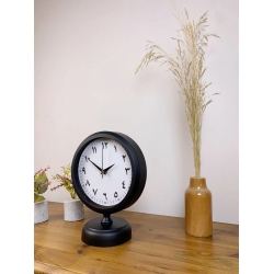 Mey İthalat® Siyah Metal Farsça Masa Saati 25×20 cm