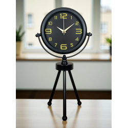 Mey İthalat® Siyah Metal Gold Rakamlı Üç Ayaklı Masa Saati