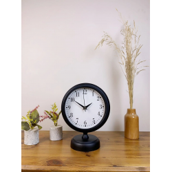 Mey İthalat® Siyah Metal Masa Saati 25×20 cm