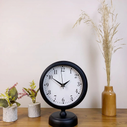 Mey İthalat® Siyah Metal Masa Saati 25×20 cm