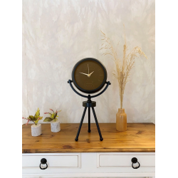 Mey İthalat® Siyah Metal Mini Tripod Spor Masa Saati 45×26 cm