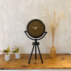 Mey İthalat® Siyah Metal Mini Tripod Spor Masa Saati 45×26 cm