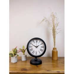 Mey İthalat® Siyah Metal Modern Masa Saati 25×20 cm