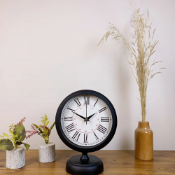 Mey İthalat® Siyah Metal Modern Masa Saati 25×20 cm
