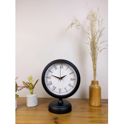 Mey İthalat® Siyah Metal Retro Masa Saati 25×20 cm