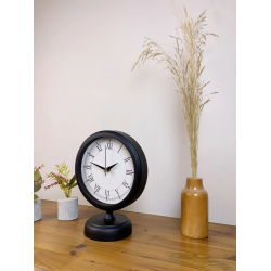 Mey İthalat® Siyah Metal Retro Masa Saati 25×20 cm