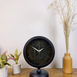 Mey İthalat® Siyah Metal Spor Masa Saati 25×20 cm