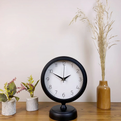 Mey İthalat® Siyah Metal Zarif Masa Saati 25×20 cm