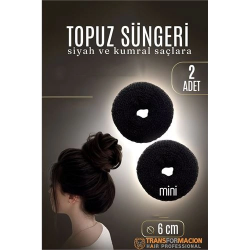Mey İthalat® SİYAH Mini Saç Topuz Süngeri  2 ADET 6 CM Çap 2.5 cm Kalınlık 721884