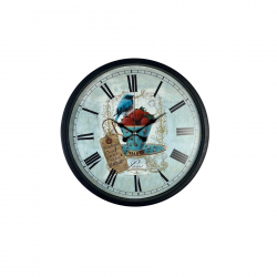 Mey İthalat® Siyah Paris Garden Dekoratif 36 Cm Duvar Saati