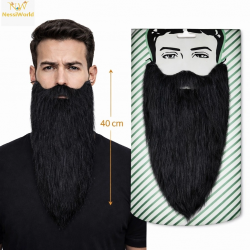 Mey İthalat® Siyah Renk Lastikli Uzun Takma Sakal 40 cm