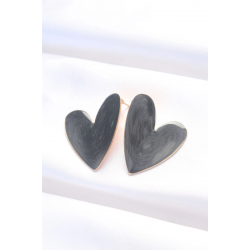 Mey İthalat® Siyah Renk Mineli Kalp Küpe