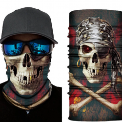 Mey İthalat® Siyah Renk Üzeri Likralı Korsan Kafatası Baskılı Baf Buff Bandana 30x48 cm