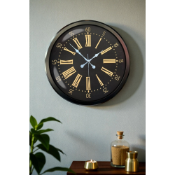 Mey İthalat® Siyah Roma Rakamlı 52 Cm Metal Duvar Saati