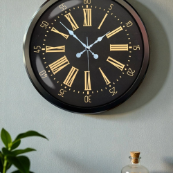 Mey İthalat® Siyah Roma Rakamlı 52 Cm Metal Duvar Saati