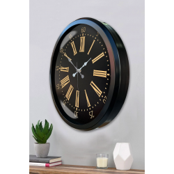 Mey İthalat® Siyah Roma Rakamlı 52 Cm Metal Duvar Saati