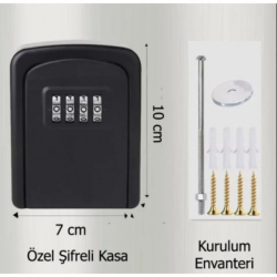 Mey İthalat® Siyah Şifreli Anahtar ve Eşya Saklama Güvenlik Kasası