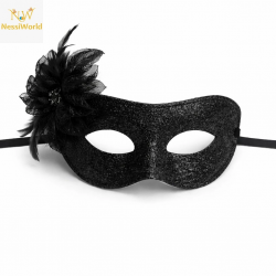 Mey İthalat® Siyah Simli Tüylü Balo Maskesi – Kadın Parti & Maskeli Balo Maskesi