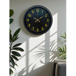 Mey İthalat® Siyah Standart 40 Cm Metal Dekoratif Duvar Saati